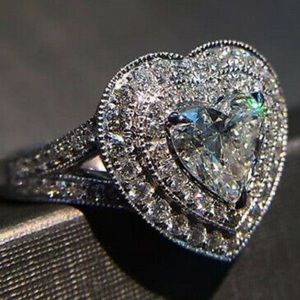 NWT ❤️ HEART DIAMOND 925 STERLING Silver Ring